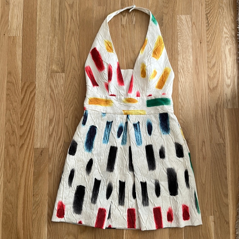 NWT Milly Silky Painted Rainbow Minidress